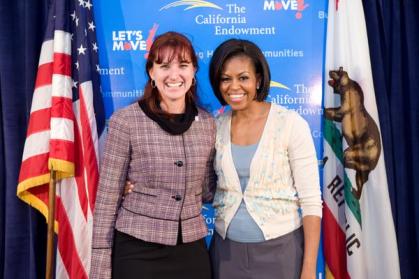 Joan Sanders (left) pictured with First Lady Michelle Obama.